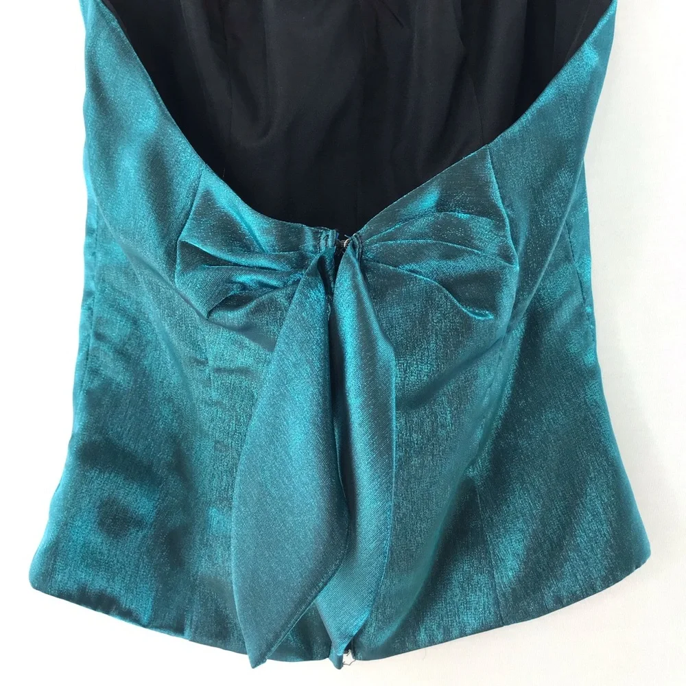 Eden Maids Teal Shimmer Two Piece Halter Maxi Dress Size 4